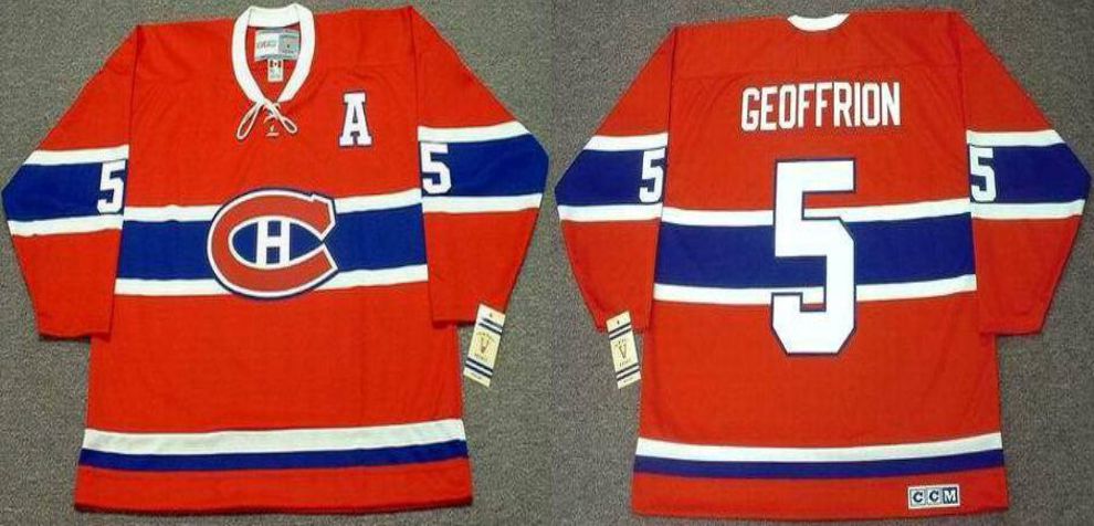2019 Men Montreal Canadiens #5 Geoffrion Red CCM NHL jerseys->montreal canadiens->NHL Jersey